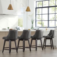 Chita Counter Height Swivel Barstools Fsc Certified 26 H Seat Height Upholstered Bar Stools Set Of 2 Faux Leather In Retro G