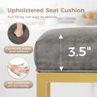 Maison Arts Gold Counter Height 24 Inch Bar Stools Set Of 4 For Kitchen Counter Modern Barstools Upholstered Faux Leather Square