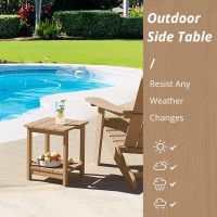 Lue Bona Adirondack Outdoor Side Table 2Tier Brown Hdps Patio End Table Weather Resistant Morden Side Table For Patio Pool