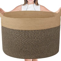 Aivatoba 22 X 14 Blanket Basket Living Room, Extra Large Cotton Rope Basket, Xxxl Toy Basket, Large Storage Baskets For Organizing, Woven Baby Laundry Basket With Handles, Soft Nursery Baskets