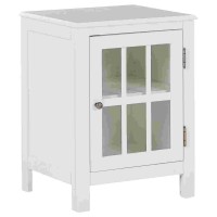Wooden Accent Cabinet with Lattice Door Front, White