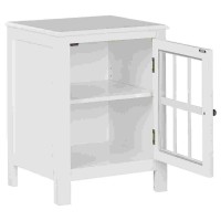 Wooden Accent Cabinet with Lattice Door Front, White