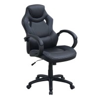Office Chair with Curved Cut Out Padded Back, Black