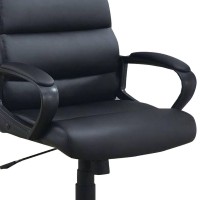 Office Chair with Horizontally Tufted Padded Back, Black