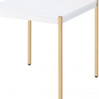 End Table with Metal Tube Legs, White and Gold