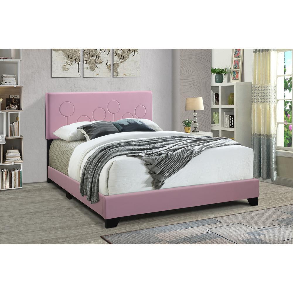 AllInOne Upholstered Queen Bed Bubblegum Pink