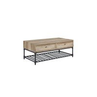 Acme Brantley 2-Drawer Wooden Coffee Table In Oak And Sandy Black