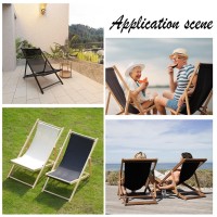 Ph Pandahall Chair Replacement Fabric, 44 X 17 Inch Lounge Chair Cloth Long Beach Chair Cloth Folding Chair Black Oxford Canvas Chair Accessories For Sun Lounger Pool Sunbathing Garden