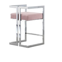 24 Uph Accent Counter Chairs Pink Velvet Chrome Base Set of 2