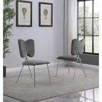 Set of 4 Dark Grey Velvet Guest Side Chair with Wingback Chrome