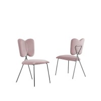 Set of 4 Pink Velvet Guest Side Chair with Wingback Chrome