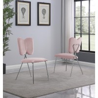 Set of 4 Pink Velvet Guest Side Chair with Wingback Chrome