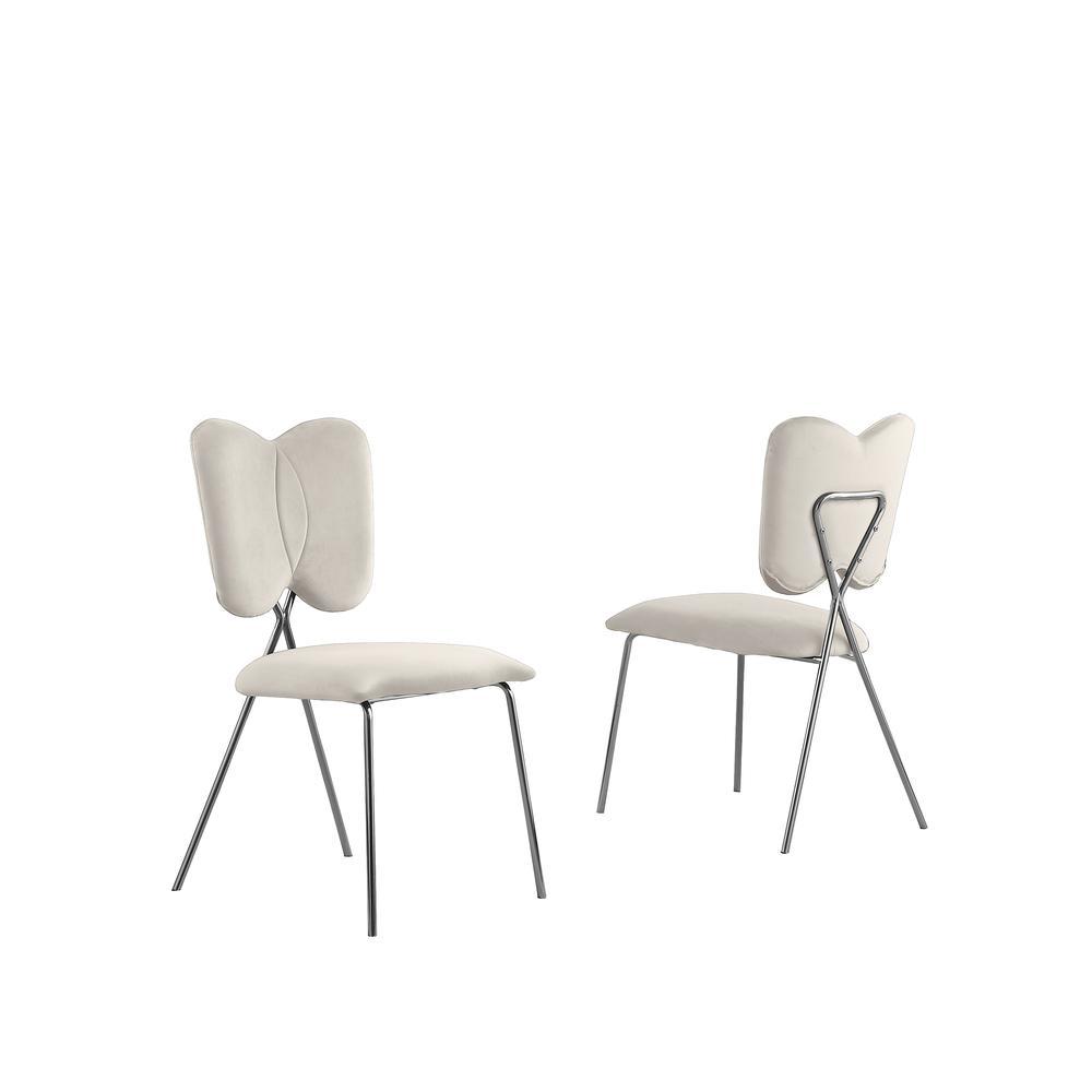 Set of 4 Cream Velvet Guest Side Chair with Wingback Chrome