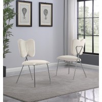 Set of 4 Cream Velvet Guest Side Chair with Wingback Chrome