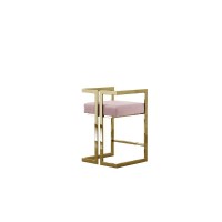 24 Uph Accent Counter Chairs Pink Velvet Chrome Gold Set of 2