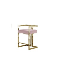 24 Uph Accent Counter Chairs Pink Velvet Chrome Gold Set of 2