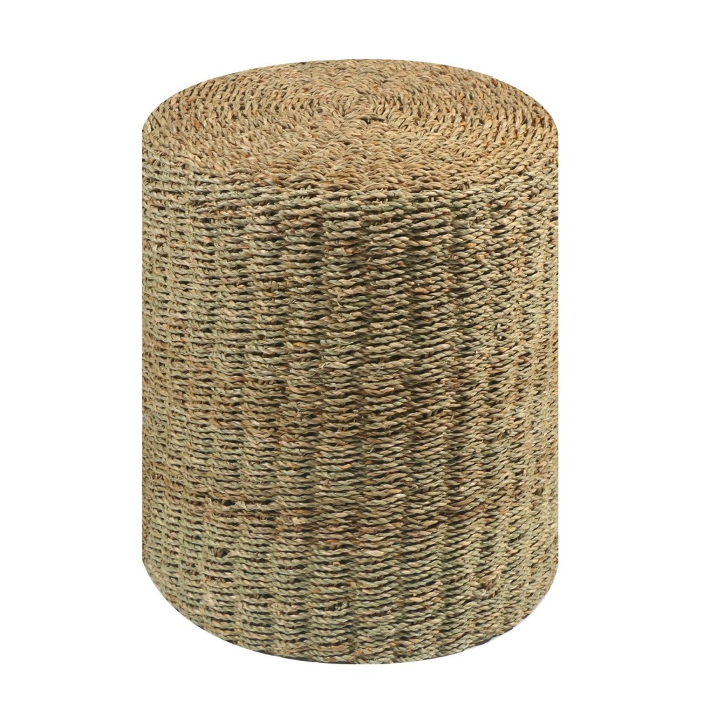Wimarsbon Natural Seagrass Foot Stool, Hand Weaving Round Ottoman, For Living Room, Outdoor Seat (Seagrass)