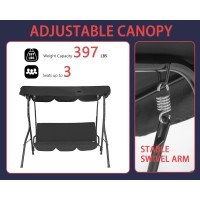 Patio Swing With Canopy Backyard Swing Outdoor Swing Chair With Adjustable Tilt Canopy Removable Cushions Stable Frame Comfortab