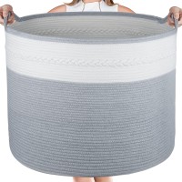 Aivatoba Cotton Rope Basket, Blanket Basket For Living Room, 24