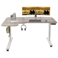 Jceet Adjustable Height L-Shaped 59 Inch Electric Standing Desk - Sit Stand Computer Desk, Stand Up Desk Table For Home Office, Black Frame And Top
