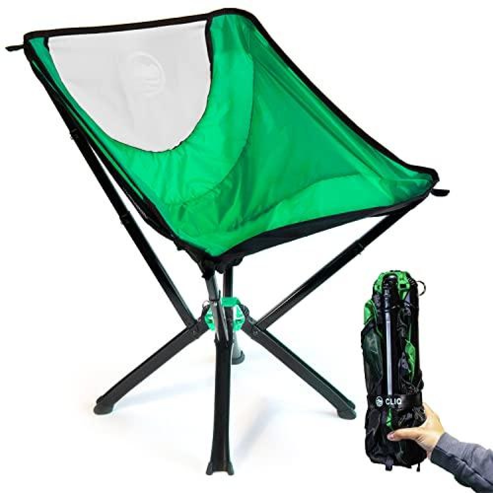 Cliq Portable Chair Camping Chairs - A Small Collapsible Portable Chair That Goes Every Where Outdoors. Compact Folding Chair For Adults That Sets Up In 5 Seconds | Camping Chair Supports 300 Lbs