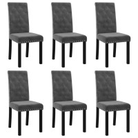 vidaXL 6X Dining Chairs Home Indoor Dining Room Kitchen Living Room Wooden Dinner Armchair Seat Seating Sitting Chair Furniture Dark Gray Velvet