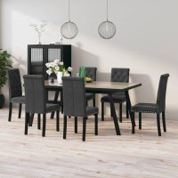 vidaXL 6X Dining Chairs Home Indoor Dining Room Kitchen Living Room Wooden Dinner Armchair Seat Seating Sitting Chair Furniture Dark Gray Velvet