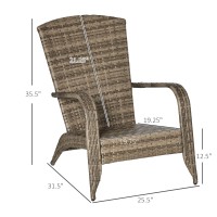 Outsunny Patio Wicker Adirondack Chair Outdoor Allweather Rattan Fire Pit Chair Wsoft Cushions Tall Curved Backrest And Comf