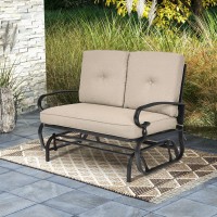 Tangkula Outdoor Swing Glider Chair, Patio Glider Bench For 2 Persons, Outdoor Rocking Loveseat With Steel Frame & Comfortable Cushions For Garden, Porch, Balcony, Poolside (Beige)