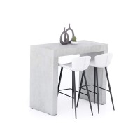 Mobili Fiver, Evolution High Table 47,2 X 23.6 In, Concrete Effect, Grey, High Top Table For 4 People, Bar Table, Kitchen Island, Counter Height Bar Table, Italian Furniture