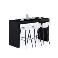 Mobili Fiver, Evolution High Table 70,9 X 23.6 In, Ashwood Black, High Top Table For 6 People, Bar Table, Kitchen Island, Counter Height Bar Table, Italian Furniture