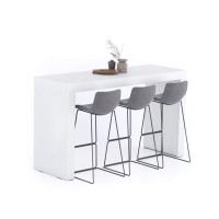 Mobili Fiver, Evolution High Table 70,9 X 23.6 In, Ashwood White, High Top Table For 6 People, Bar Table, Kitchen Island, Counter Height Bar Table, Italian Furniture