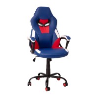 Ergonomic PC Office Computer Chair - Adjustable Red & Blue Designer Gaming Chair - 360 Swivel - Red Dual Wheel Casters