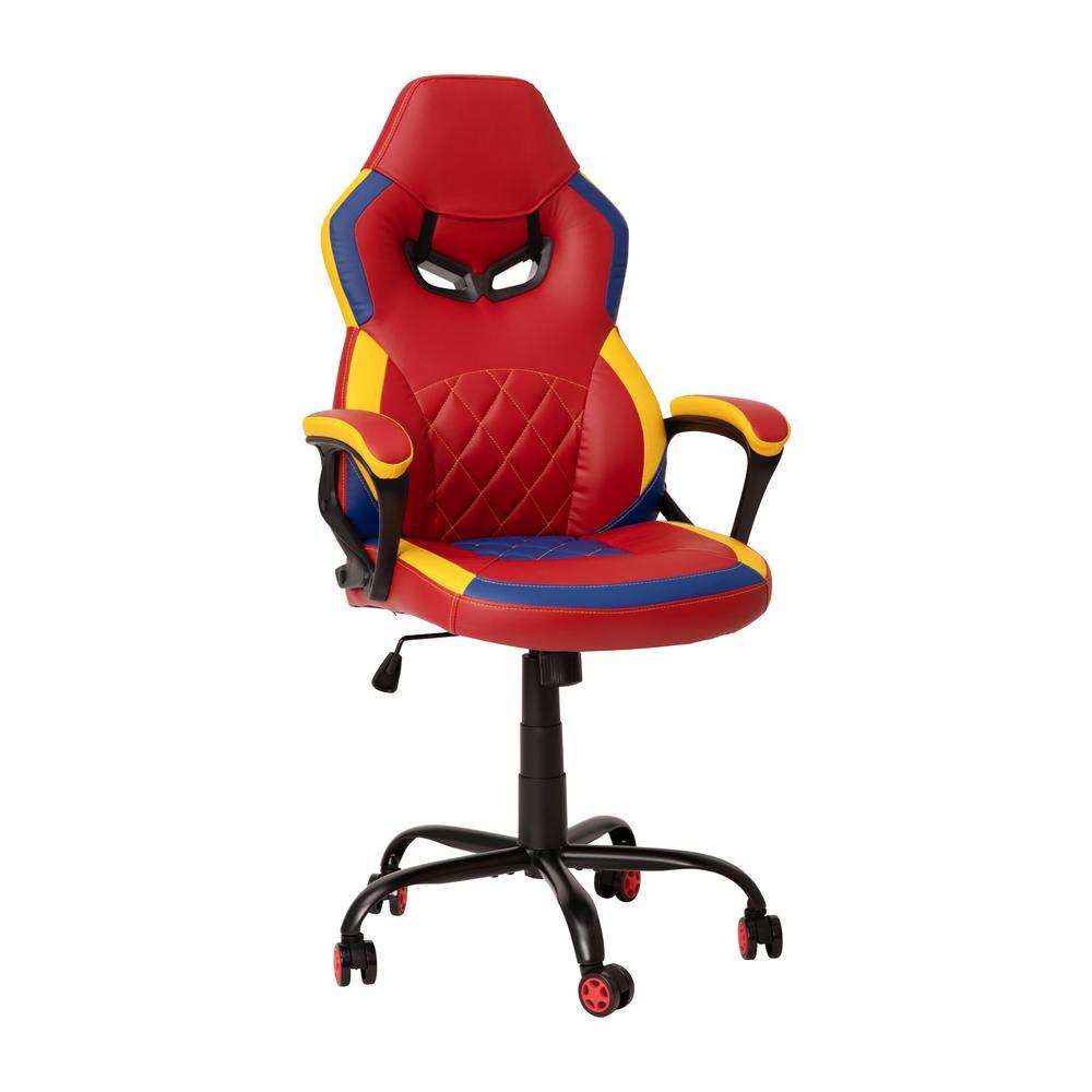 Ergonomic Office Computer Chair Adjustable Red Yellow Designer Gaming Chair 360 Swivel Red Dual Wheel Casters