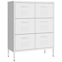 vidaXL Drawer Cabinet, File Cabinet for Home and Office, Locker Freestanding Storage Cabinet with Drawers, File Storage, Industrial Style, White Steel