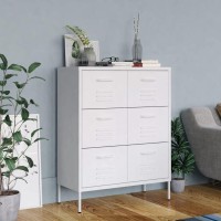 vidaXL Drawer Cabinet, File Cabinet for Home and Office, Locker Freestanding Storage Cabinet with Drawers, File Storage, Industrial Style, White Steel