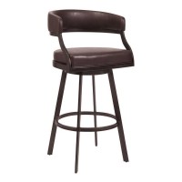 30 Inch Leatherette Barstool with Low curved Back, Brown(D0102HgD1TU)