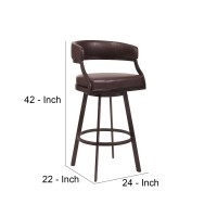 30 Inch Leatherette Barstool with Low curved Back, Brown(D0102HgD1TU)