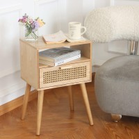 Maxsmeo Modern Nightstand Rattan Side End Table With Storage For Living Room Bedroom And Small Spaces Accent Bedside Farmhous