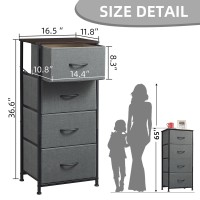 Somdot Tall Dresser For Bedroom 4 Drawer Storage Organizer Chest Of Drawers With Removable Fabric Bins For Living Room Closet B