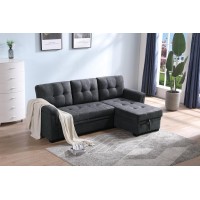 Connor Dark Gray Fabric Reversible Sectional Sleeper Sofa Chaise With Storage