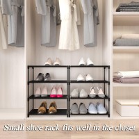 Hockmez 4Tier Small Shoe Rack Stackable Shoe Shelf Storage Organizer For Entryway Hallway Closet Bathroom Living Room Black