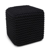 Redearth Cube Pouf Foot Stool Ottoman Hand Knitted Poof Cord Boho Pouffe Home D Cor Stuffed Footrest For Living Room