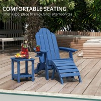 Lue Bona Folding Adirondack Chair Set Of 4 Navy Blue Hdps Fire Pit Patio Chairs Weather Resistant Modern Plastic Outdoor Chair