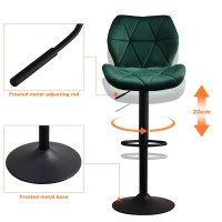 Ofcasa Bar Stools Swivel Height Adjustable Barstools With Backrest And Footrest, Velvet Leather Counter Stools For Kitchen, Dining Room, Bar(Green 2Pcs/Set)