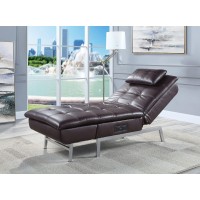 Acme Padilla Chaise Lounge With Pillow And Usb Port In Brown