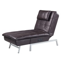 Acme Padilla Chaise Lounge With Pillow And Usb Port In Brown