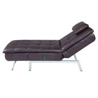 Acme Padilla Chaise Lounge With Pillow And Usb Port In Brown