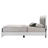 Acme Casilda Faux Leather Tufted Eastern King Bed With Led In Gray And White