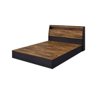 Acme Eos Wooden Queen Platforn Bed In Walnut And Black